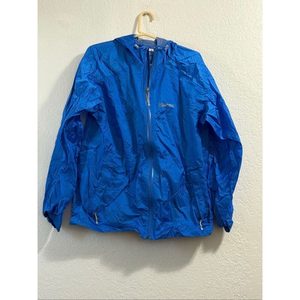 Marmot Jacket Windbreaker L Blue Long Sleeve Full Zip Hoodie Outdoors